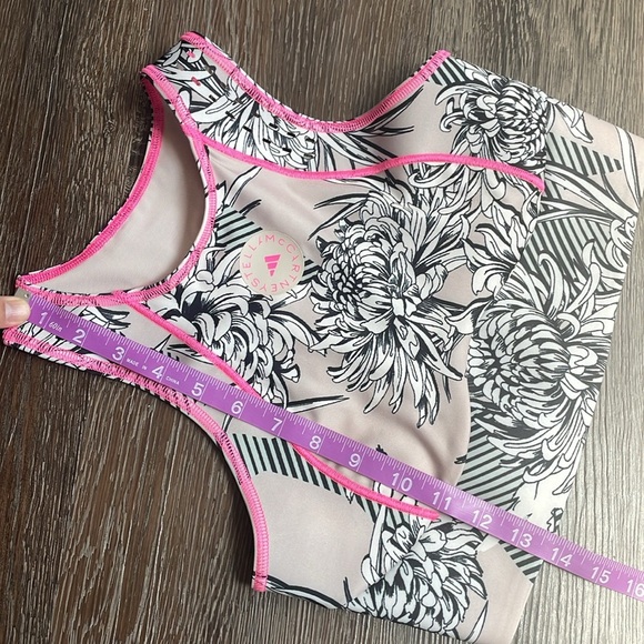 🧵Stella McCartney Adidas sports bra *Altered! chrysanthemum white black pink - Picture 9 of 11
